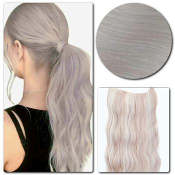 Ponytail Human Hair Extensions, #ash-silver