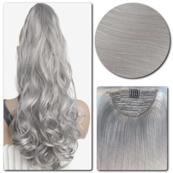 Ponytail Human Hair Extensions, #deep-ash-gray